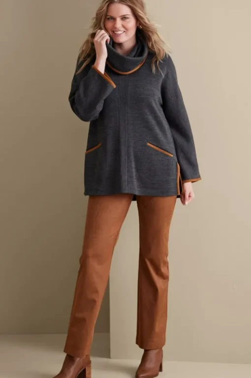 New Soft Surroundings Hanna Convertible Tunic CharcoalHeather