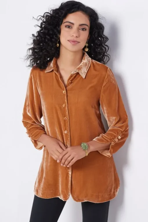 Best Soft Surroundings Icon Silk Velvet Poets Tunic Shirt