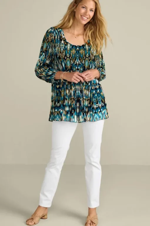 Outlet Soft Surroundings Imrie 3/4 Sleeve Tunic MenaraIkatBlue