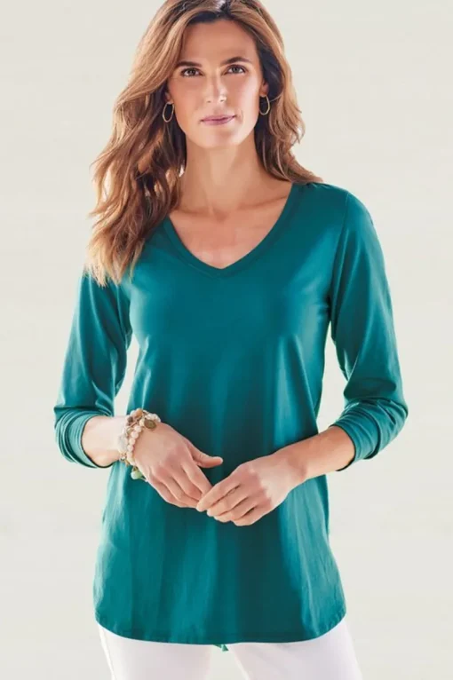 Fashion Soft Surroundings Isabel Pima Long Sleeve Tee