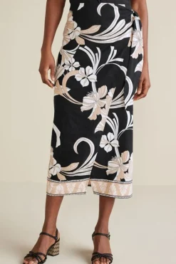 Best Soft Surroundings Isla Stretch Linen Midi Skirt GoldenBotanicals