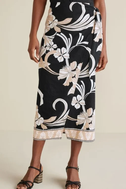 Best Soft Surroundings Isla Stretch Linen Midi Skirt GoldenBotanicals