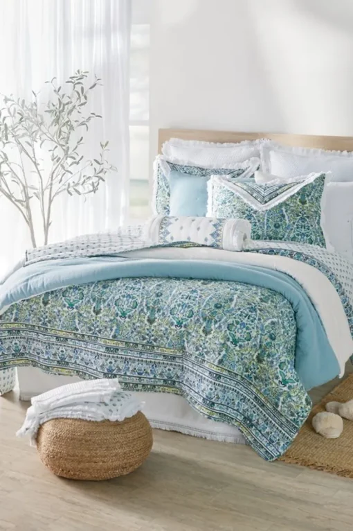 Fashion Soft Surroundings Ivy May Reversible Gauze Sham Indigo/White