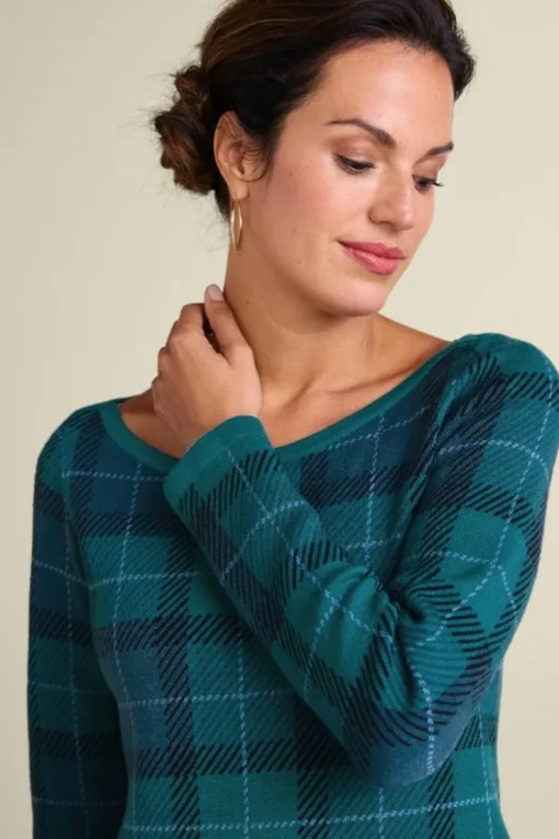 Fashion Soft Surroundings Janece Plaid Sweater Tunic FestivePlaidGreen