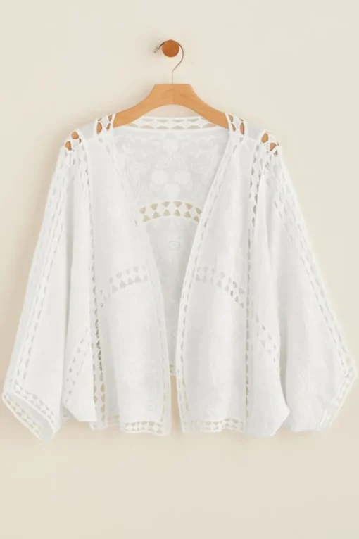 New Soft Surroundings Jasmine Lace Wrap Alabaster