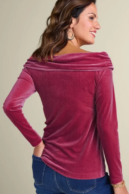 Clearance Soft Surroundings Jeanna Rosette Velvet Top Granita