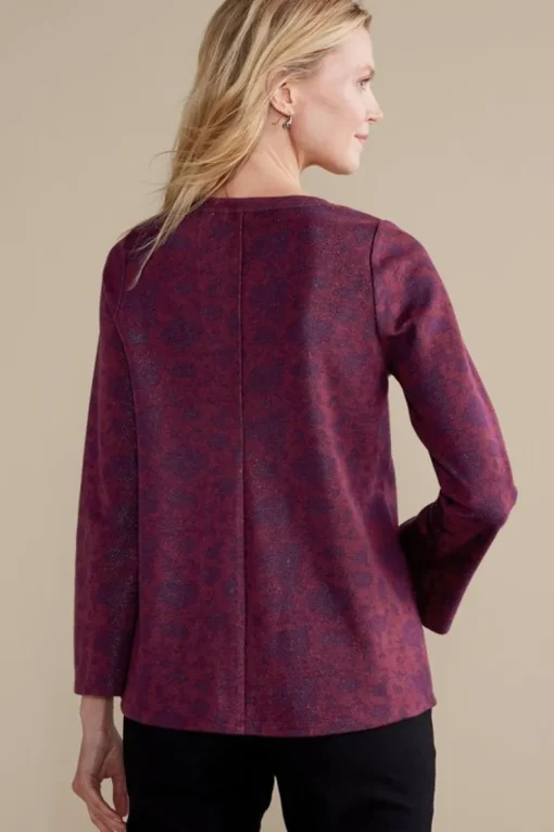 New Soft Surroundings Jeri Jacquard Top MultiFloral