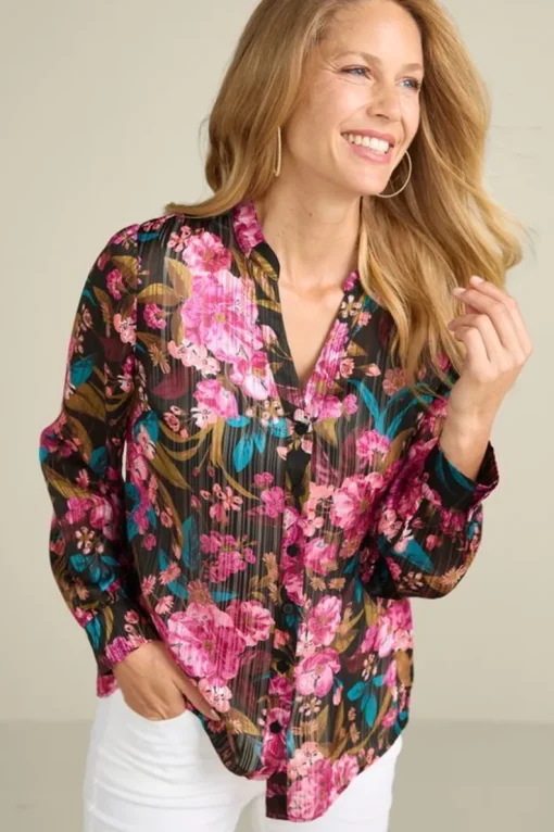 Hot Soft Surroundings Josie Shimmer Shirt SolsticeFloral