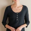 Fashion Soft Surroundings Jude Textured Top Black