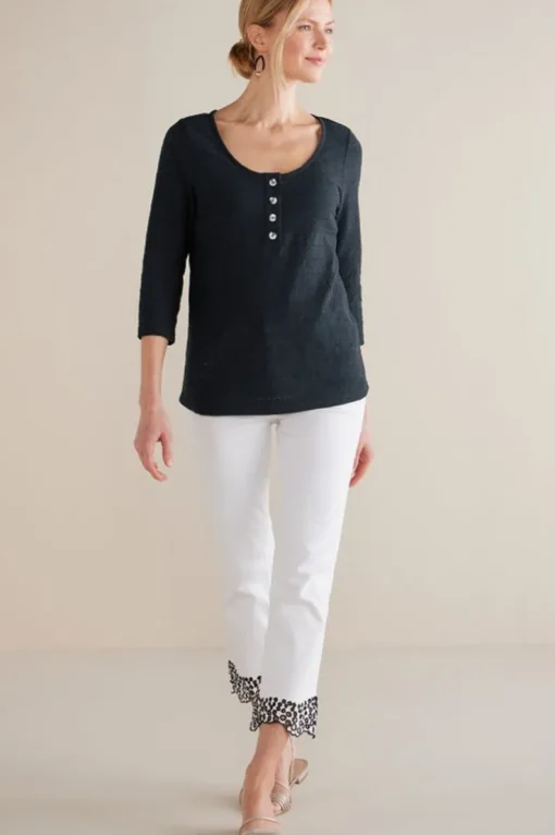 Fashion Soft Surroundings Jude Textured Top Black