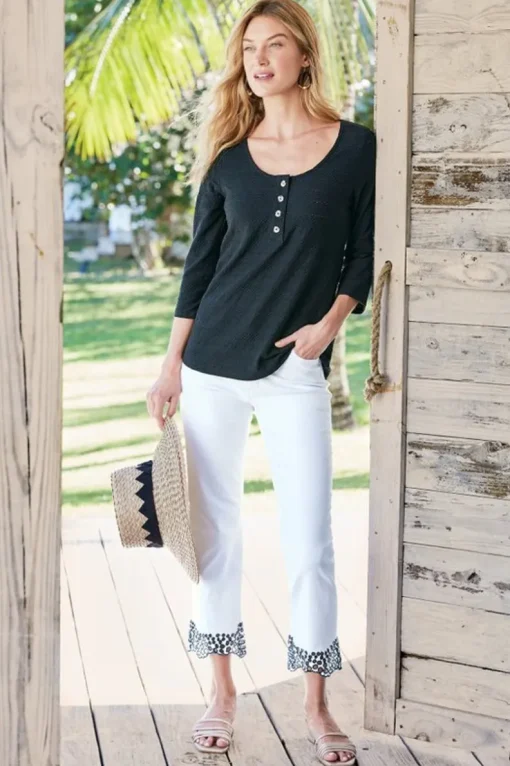 Fashion Soft Surroundings Jude Textured Top Black