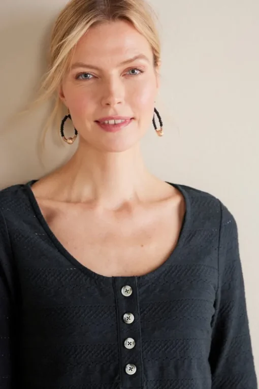 Fashion Soft Surroundings Jude Textured Top Black
