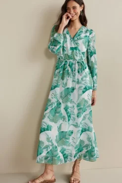 Hot Soft Surroundings Kaia Maxi Dress GreenTropicalPalm