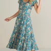 New Soft Surroundings Kara Dress FieryTealJacobean