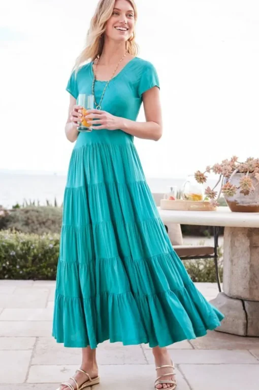New Soft Surroundings Kara Dress FieryTealJacobean