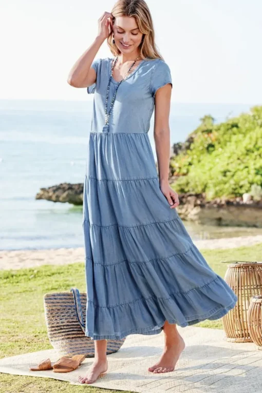 Outlet Soft Surroundings Kara Tencel™ Dress MediumIndigo