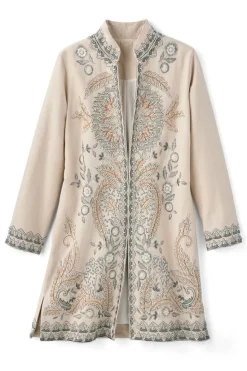 Discount Soft Surroundings Kerala Embellished Natural Jacket NaturalSeed