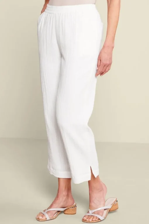 Sale Soft Surroundings Khulani Straight Leg Gauze Crop Pants Navy