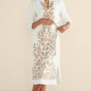Discount Soft Surroundings Kimora Embroidered Midi Dress IvoryPearl