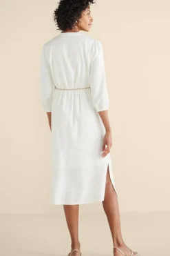 Discount Soft Surroundings Kimora Embroidered Midi Dress IvoryPearl