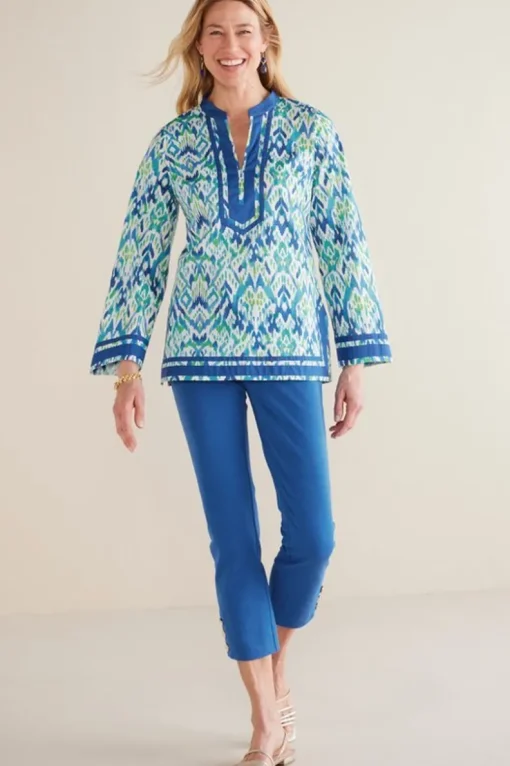 Online Soft Surroundings Kirti Ikat Tunic Green/TealIkat
