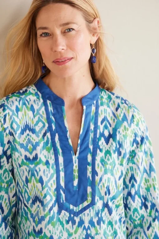 Online Soft Surroundings Kirti Ikat Tunic Green/TealIkat