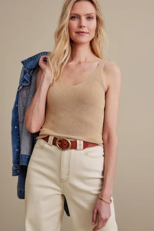 New Soft Surroundings Lara Sweater Tank Gold
