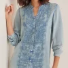 Outlet Soft Surroundings Las Olas Shirt LightBlue