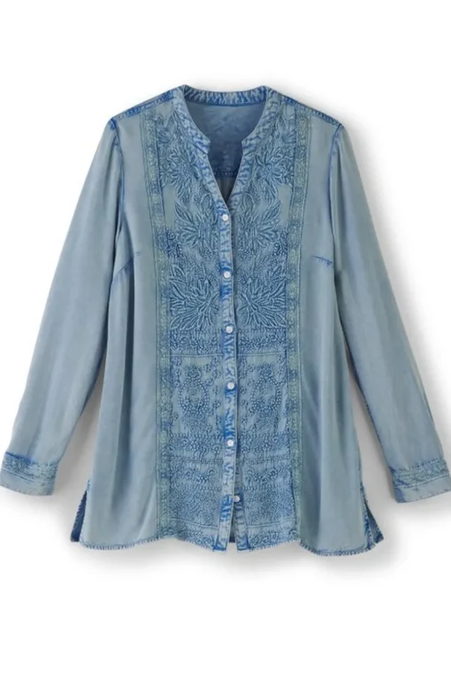 Outlet Soft Surroundings Las Olas Shirt LightBlue
