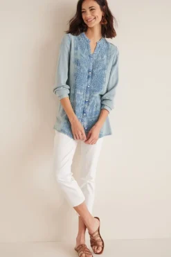 Outlet Soft Surroundings Las Olas Shirt LightBlue