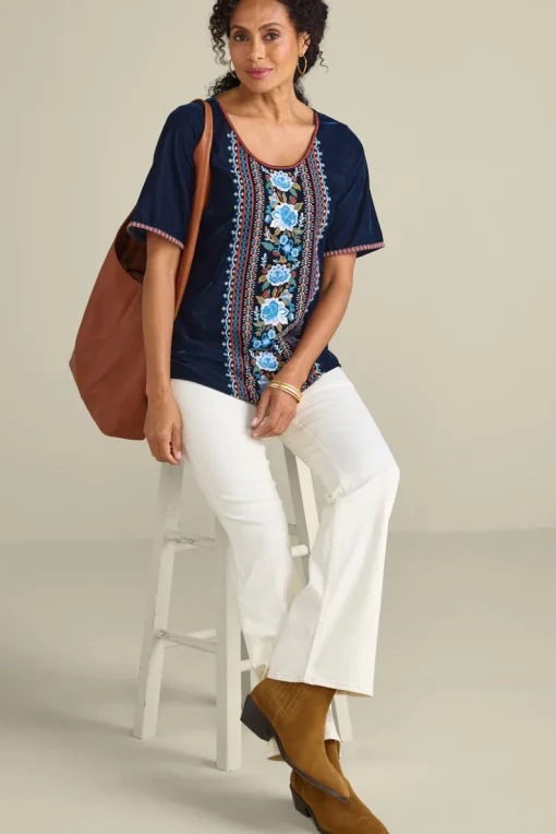 Clearance Soft Surroundings Lilian Velvet Top MedievalBlue