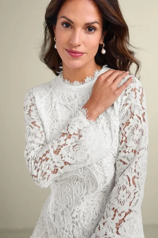 Fashion Soft Surroundings Lilith Lace Top White