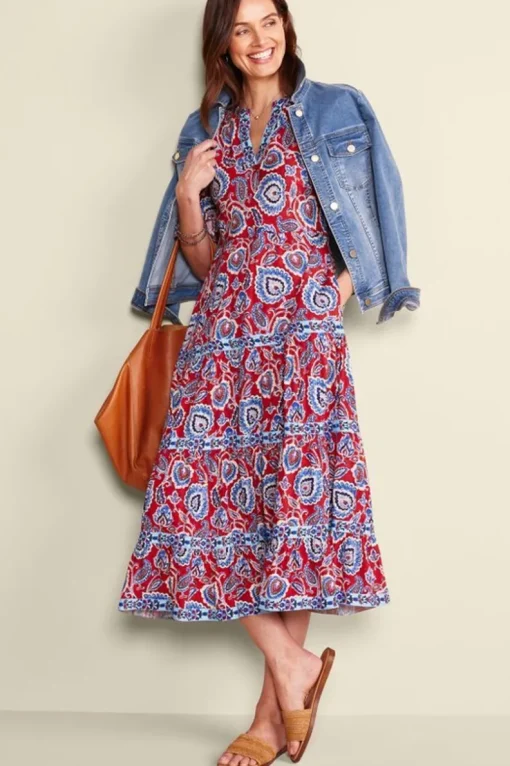 Sale Soft Surroundings Lilith Midi Dress CyntheraFloral/Border