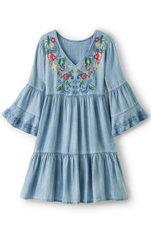 Clearance Soft Surroundings Lina Short Dress LightChambray