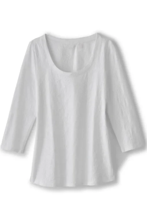 Outlet Soft Surroundings Linnea Embroidered 3/4 Sleeve Tee Navy