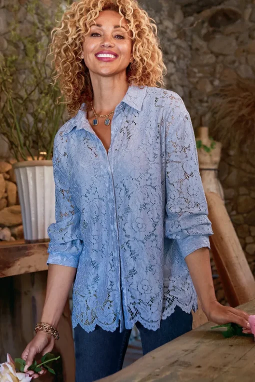 Discount Soft Surroundings Lisa Lace Button Front