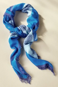 New Soft Surroundings Livie Square Scarf BlueMulti