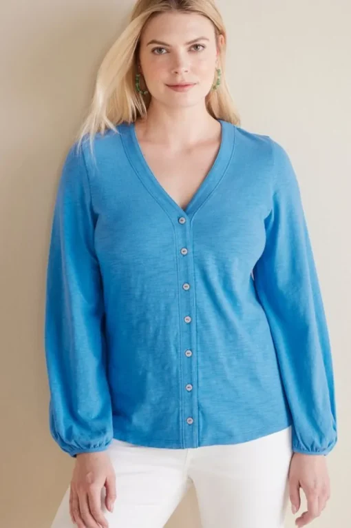 Fashion Soft Surroundings Lorna Button Front Top