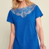 Best Soft Surroundings Luella Linen Blend Lace Tee Sapphire