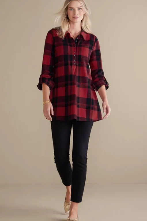 Fashion Soft Surroundings Mad About Plaid Top