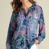 New Soft Surroundings Maisie Long Sleeve Top SafiTapestry