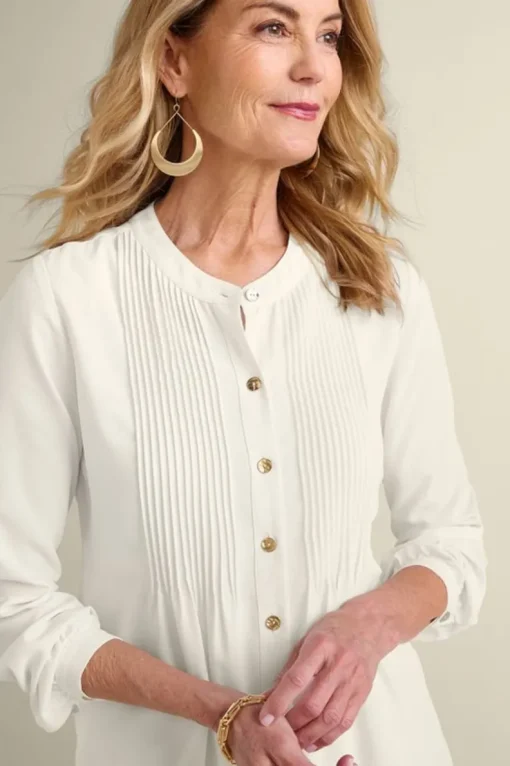 Sale Soft Surroundings Makara Button Tunic IvoryPearl