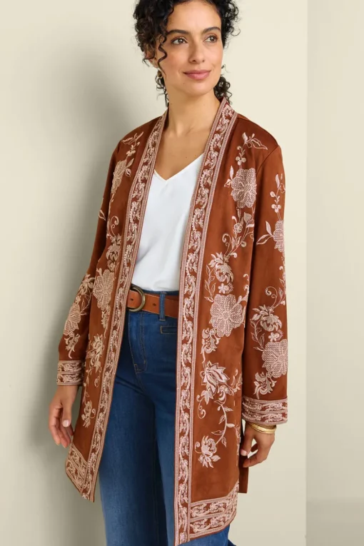 Outlet Soft Surroundings Marienne Faux Suede Jacket Auburn