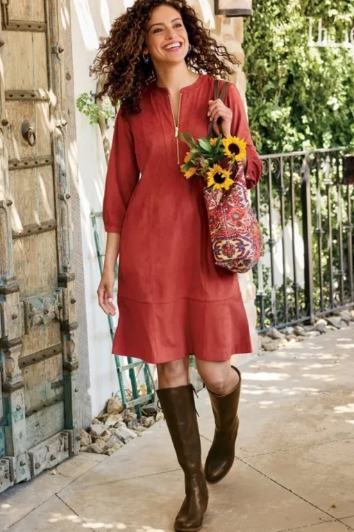 Clearance Soft Surroundings Martine Faux Suede Dress BossaNova