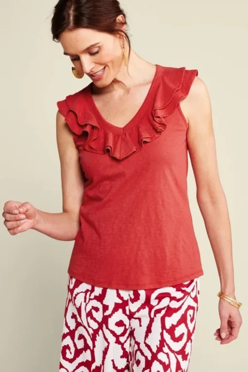 Sale Soft Surroundings Marybeth Ruffle Tank AmericanBeauty