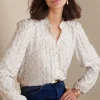 Clearance Soft Surroundings Mila Metallic Blouse IvoryPearl