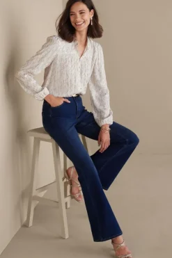 Clearance Soft Surroundings Mila Metallic Blouse IvoryPearl