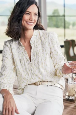 Clearance Soft Surroundings Mila Metallic Blouse IvoryPearl