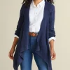 Outlet Soft Surroundings Minah Cable Knit Cardigan DenimBlue