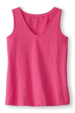 Hot Soft Surroundings Mistral Supima Slub Tank PinkPeacock